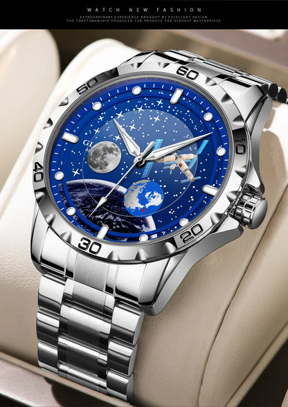2025 NEUE GLENAW Männer Automatische Uhren Skeleton Starry Sky Mond Phase Leuchtende Wasserdichte Edelstahl Mechanische Uhr Männer