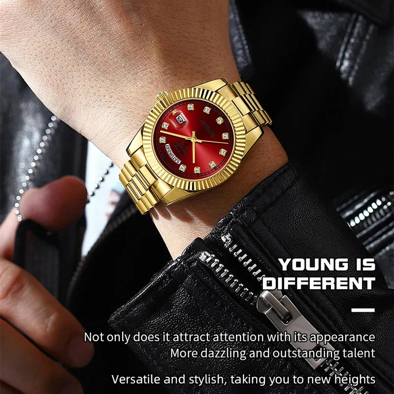 NIBOSI Luxus Gold Quarzuhr Männer Edelstahl Wasserdicht Leucht Datum Woche Mode Diamant Herren Uhren Relogio Masculino