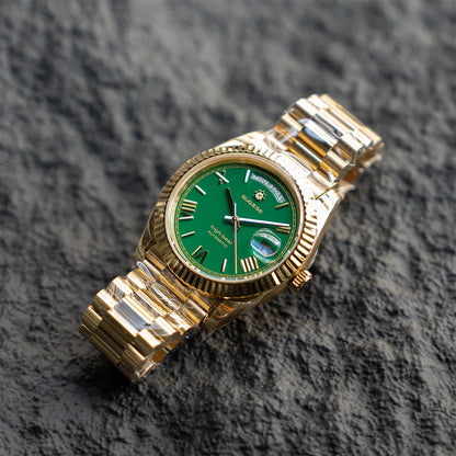2023 neue Sugess Uhr von Männern 40mm Tag Datum automatische Dandong Sl3034 Uhrwerk Retro mechanische Armbanduhr Saphirglas golden
