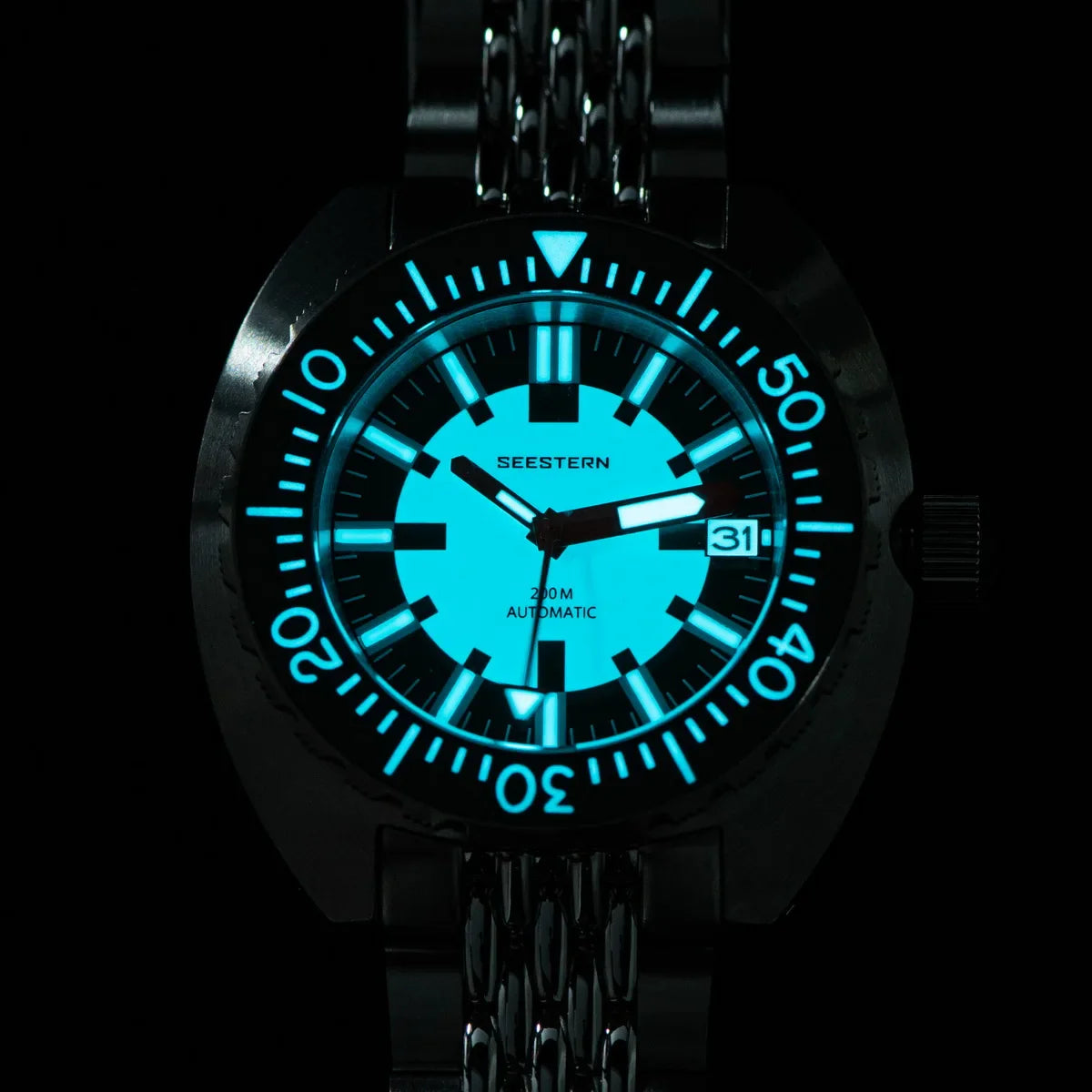 SEESTERN SUB300T Luminous Diver Watch Automatic Men Date 200m Turn Bracelet Wristwatches Retro Mechanical Sapphire Ceramic New