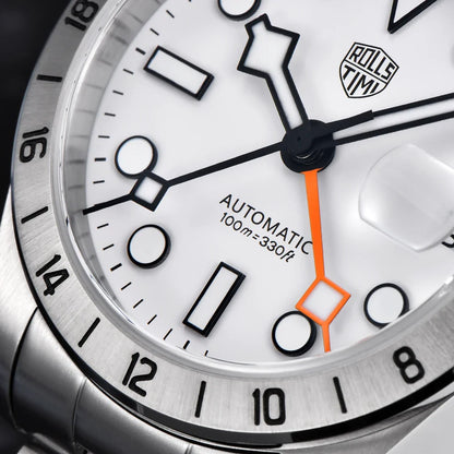 RollsTimi Automatic Men's Watch GMT NH34 Stainless Steel Mechanical Waterproof Wrist Watch for Men Auto Date Sapphire Dial Watch