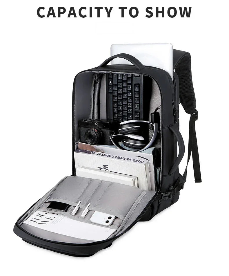 Erweiterbare 17-Zoll-Laptop-Rucksäcke für Herren, wasserdichte Notebook-Tasche, USB-Schultasche, Sport, Reisen, Schultasche, Rucksack für Männer