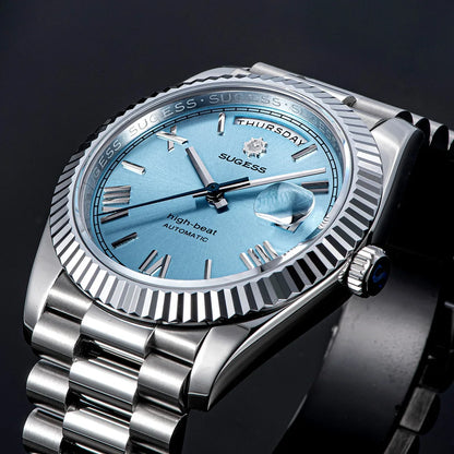 2023 neue Sugess Uhr von Männern 40mm Tag Datum automatische Dandong Sl3034 Uhrwerk Retro mechanische Armbanduhr Saphirglas golden