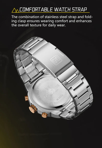 NAVIFORCE 2025, Herren-Quarzuhr, Sport-Militäruhr für Herren, wasserdicht, leuchtendes Datum, Chronograph, Edelstahl, Herrenuhren