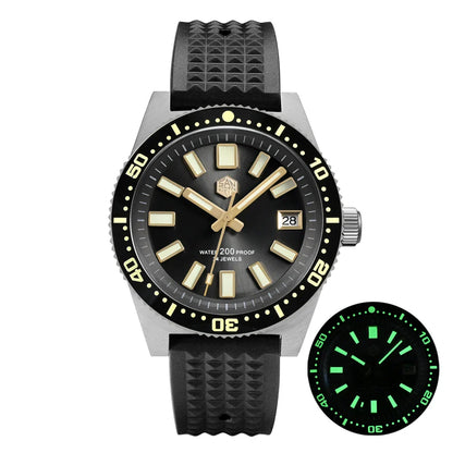 San Martin 40mm 62mas V3 Diver Watch For Men Kanagawa Surfing Dial NH35 Automatic Mechanical 20Bar Full Luminous Rubber Strap
