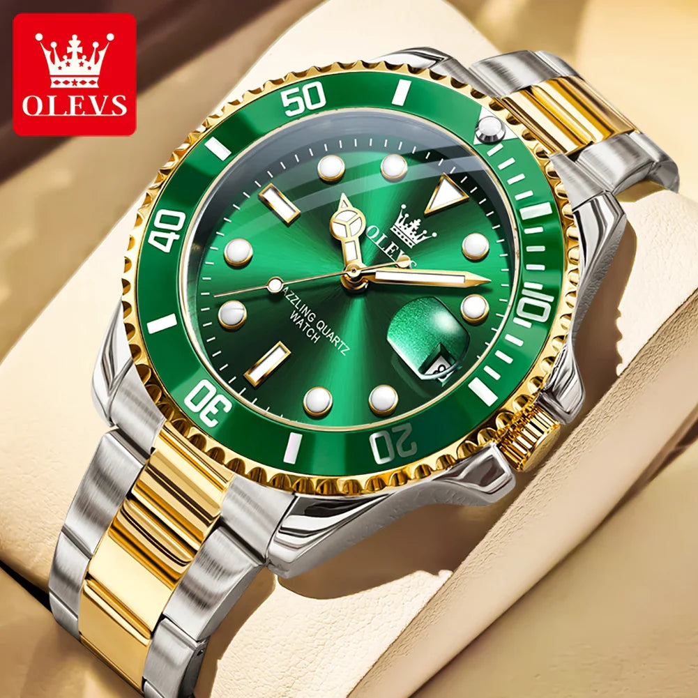 OLEVS 5885 Tauchserie Herrenuhr Luxus Automatik Datum Originaluhr Trendige Edelstahl Wasserdichte Sport Quarzuhr