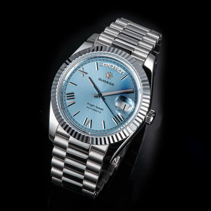 2023 neue Sugess Uhr von Männern 40mm Tag Datum automatische Dandong Sl3034 Uhrwerk Retro mechanische Armbanduhr Saphirglas golden