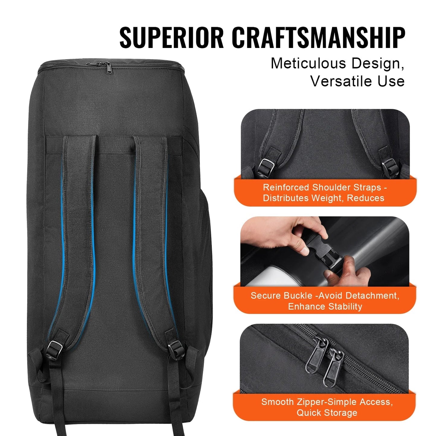 VEVOR Teleskoptasche, 76cm, Teleskop-Transporttasche mit sicherem Gurt, Taschen und bequemen Schultergurten, stoßdämpfende Teleskop-Tragetasche für optisches Rohr und Stativ, Gegengewichtstasche