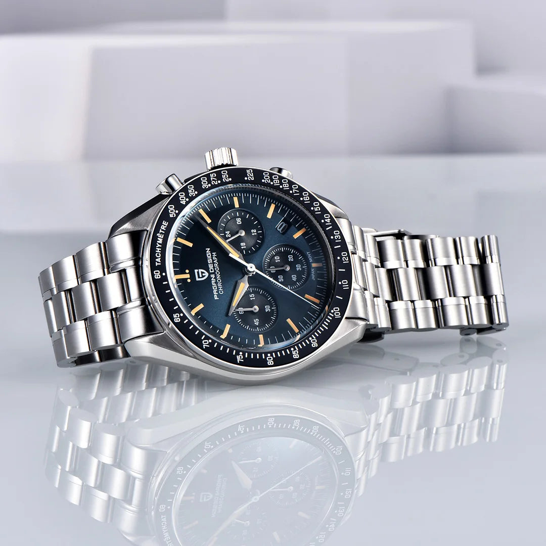 PAGANI DESIGN 2025, neue Monduhr, Retro-Luxus-Quarzuhren für Herren, Edelstahl, leuchtend, wasserdicht, Sport-Chronograph, Herren