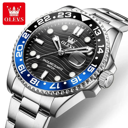 OLEVS 3610 Original Herrenuhren, luxuriös, wasserdicht, leuchtend, Herren-Armbanduhr, schlicht, Edelstahl, Business-Mode, klassische Uhr