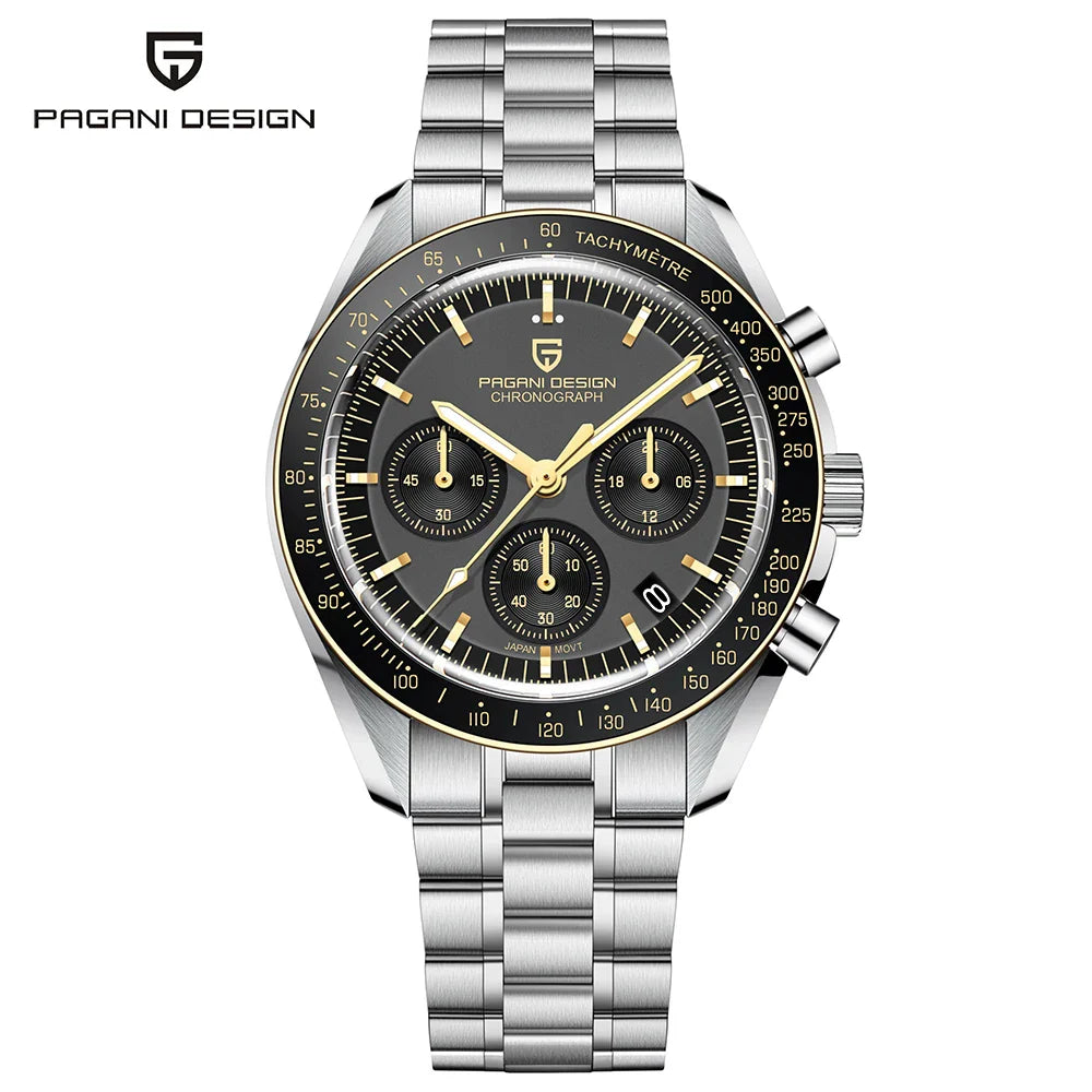 PAGANI DESIGN 2025, neue Monduhr, Retro-Luxus-Quarzuhren für Herren, Edelstahl, leuchtend, wasserdicht, Sport-Chronograph, Herren