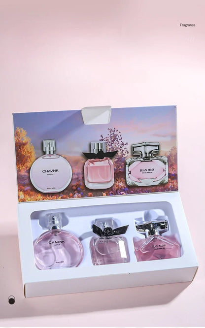 30 ml x 3PCS Eau De Parfum Geschenkbox Feminino Spray Frischer leichter Duft Floral Fruity Chypre Notes Langlebiges Damenparfüm-Set