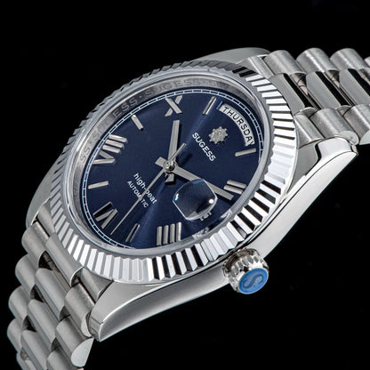 2023 neue Sugess Uhr von Männern 40mm Tag Datum automatische Dandong Sl3034 Uhrwerk Retro mechanische Armbanduhr Saphirglas golden