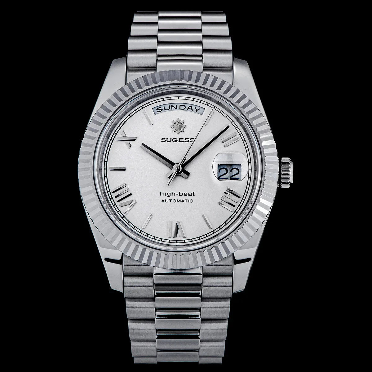2023 neue Sugess Uhr von Männern 40mm Tag Datum automatische Dandong Sl3034 Uhrwerk Retro mechanische Armbanduhr Saphirglas golden