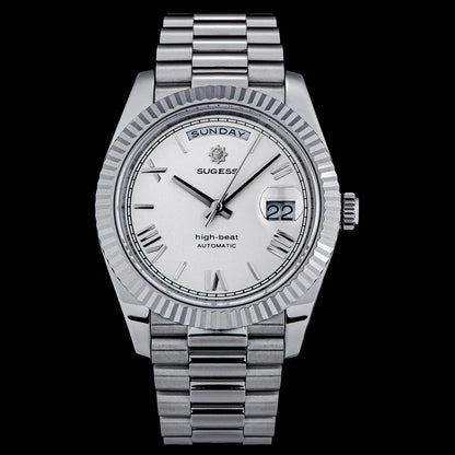 2023 neue Sugess Uhr von Männern 40mm Tag Datum automatische Dandong Sl3034 Uhrwerk Retro mechanische Armbanduhr Saphirglas golden