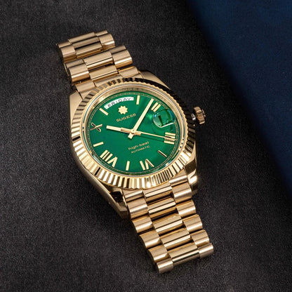 2023 neue Sugess Uhr von Männern 40mm Tag Datum automatische Dandong Sl3034 Uhrwerk Retro mechanische Armbanduhr Saphirglas golden