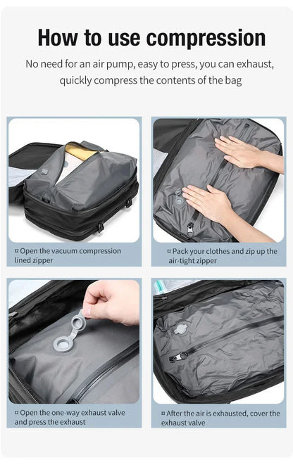 Reise Männer erweitert Laptop Rucksack Vakuum Kompression Wander rucksack USB-Aufladung Geschäft große Kapazität Rucksack für Pumpen