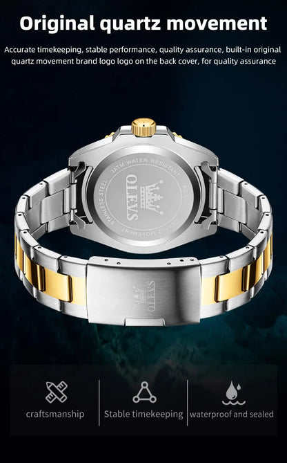 OLEVS 3610 Original Herrenuhren, luxuriös, wasserdicht, leuchtend, Herren-Armbanduhr, schlicht, Edelstahl, Business-Mode, klassische Uhr