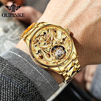 OUPINKE 3176 Uhr Für Männer Luxus Tourbillon Mechanische Business Männer Uhr Hohl Schwungrad Wasserdicht Leucht Mode Mann Uhr