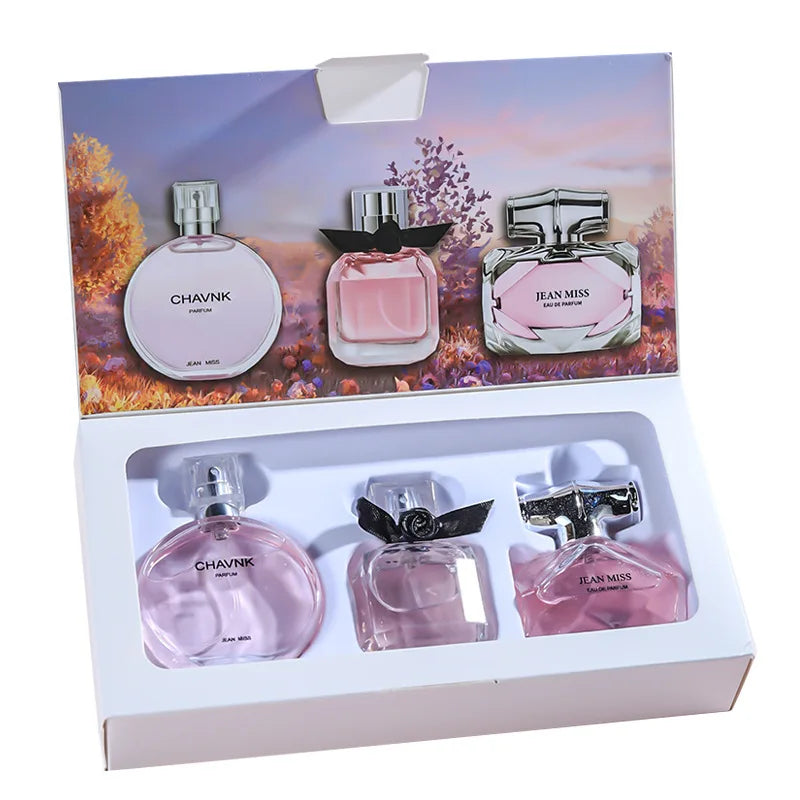 30 ml x 3PCS Eau De Parfum Geschenkbox Feminino Spray Frischer leichter Duft Floral Fruity Chypre Notes Langlebiges Damenparfüm-Set