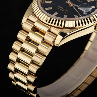 2023 neue Sugess Uhr von Männern 40mm Tag Datum automatische Dandong Sl3034 Uhrwerk Retro mechanische Armbanduhr Saphirglas golden