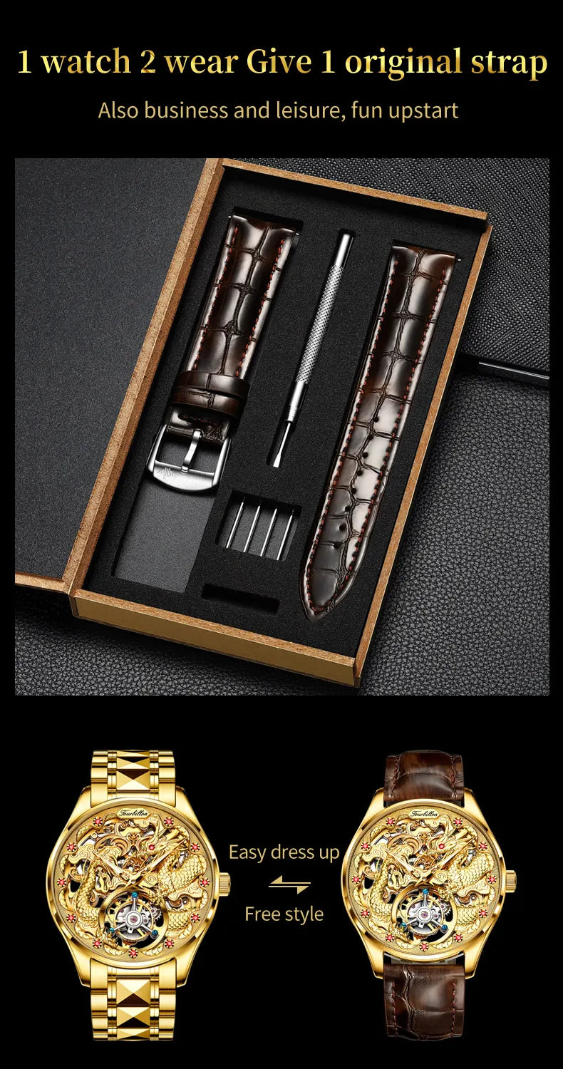OUPINKE 3176 Uhr Für Männer Luxus Tourbillon Mechanische Business Männer Uhr Hohl Schwungrad Wasserdicht Leucht Mode Mann Uhr