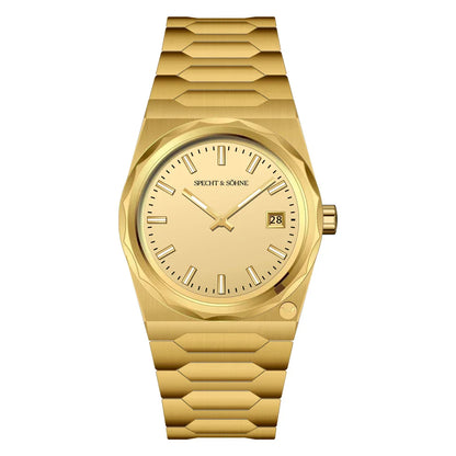 2025 Neuheiten Specht & Söhne 222 Gold Uhren Für Männer Super Slim Stahl Saphir Klassische Quarzuhr Relogio Masculino 37 MM