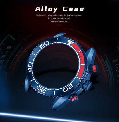 MINI FOCUS Chronograph Quarzuhren für Herren, modische Sport-Armbanduhr mit automatischem Datum, 24-Stunden-Anzeige, blaues Silikonarmband 0426