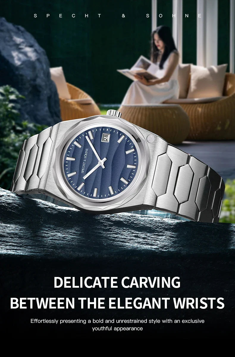 2025 Neuheiten Specht & Söhne 222 Gold Uhren Für Männer Super Slim Stahl Saphir Klassische Quarzuhr Relogio Masculino 37 MM