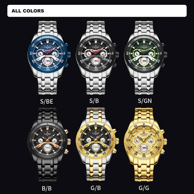 Navi force neues Design Uhr für Männer Luxus Mode leuchtenden Chronograph wasserdicht Datum Woche Quarz Armbanduhr Relogio Masculino
