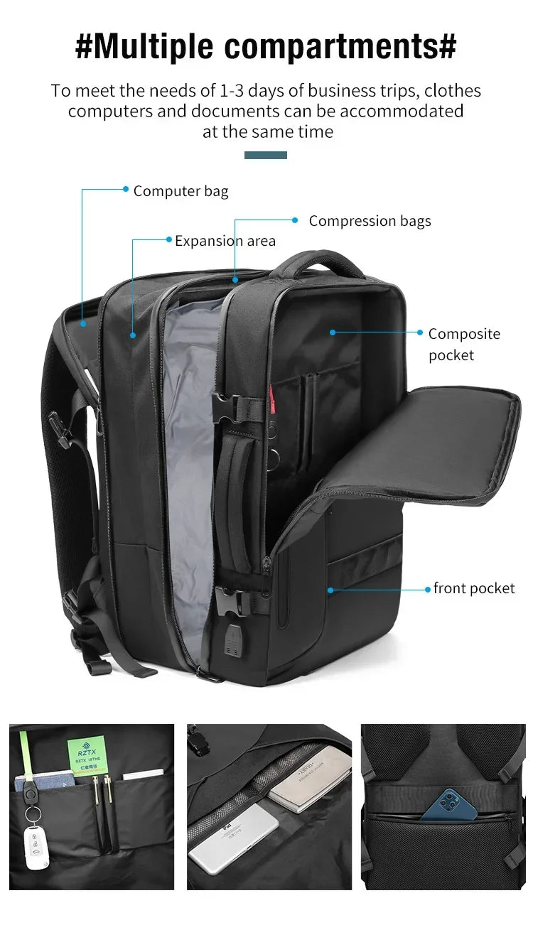 Reise Männer erweitert Laptop Rucksack Vakuum Kompression Wander rucksack USB-Aufladung Geschäft große Kapazität Rucksack für Pumpen