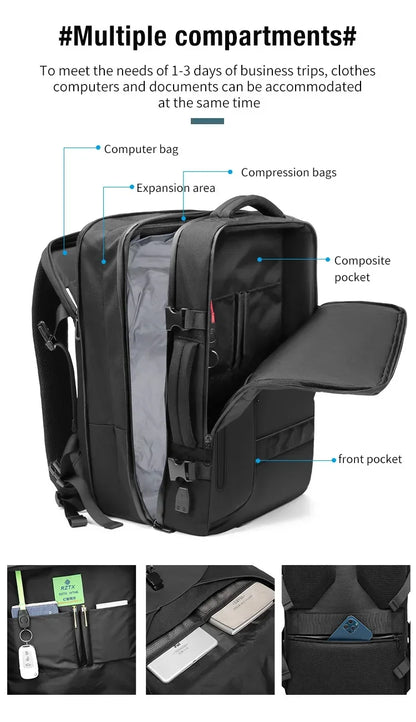 Reise Männer erweitert Laptop Rucksack Vakuum Kompression Wander rucksack USB-Aufladung Geschäft große Kapazität Rucksack für Pumpen