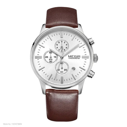 Megir quarzuhren männer luminous wasserdichte sport uhr mann kommerziellen leder armbanduhr 2011 freies verschiffen