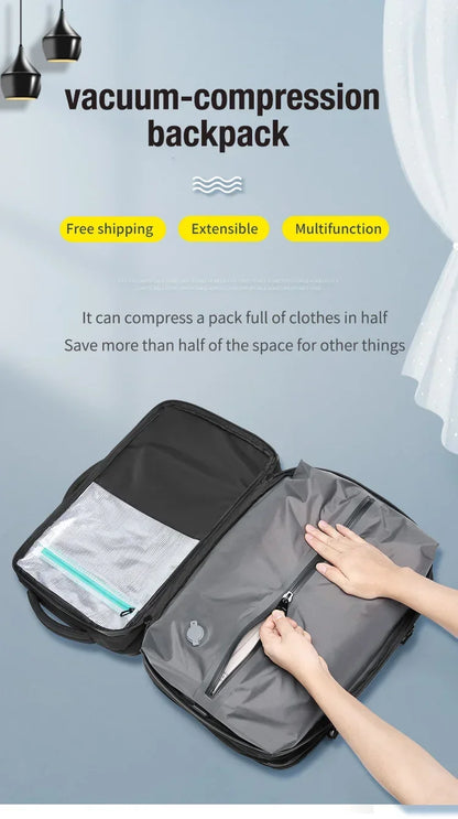 Reise Männer erweitert Laptop Rucksack Vakuum Kompression Wander rucksack USB-Aufladung Geschäft große Kapazität Rucksack für Pumpen