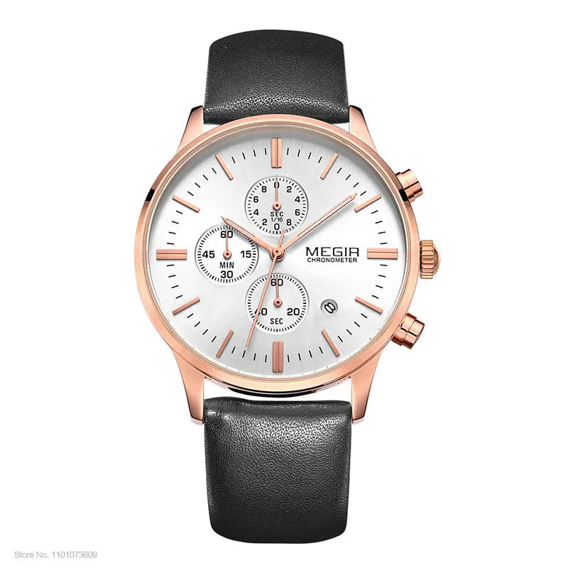 Megir quarzuhren männer luminous wasserdichte sport uhr mann kommerziellen leder armbanduhr 2011 freies verschiffen