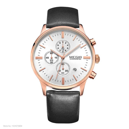 Megir quarzuhren männer luminous wasserdichte sport uhr mann kommerziellen leder armbanduhr 2011 freies verschiffen