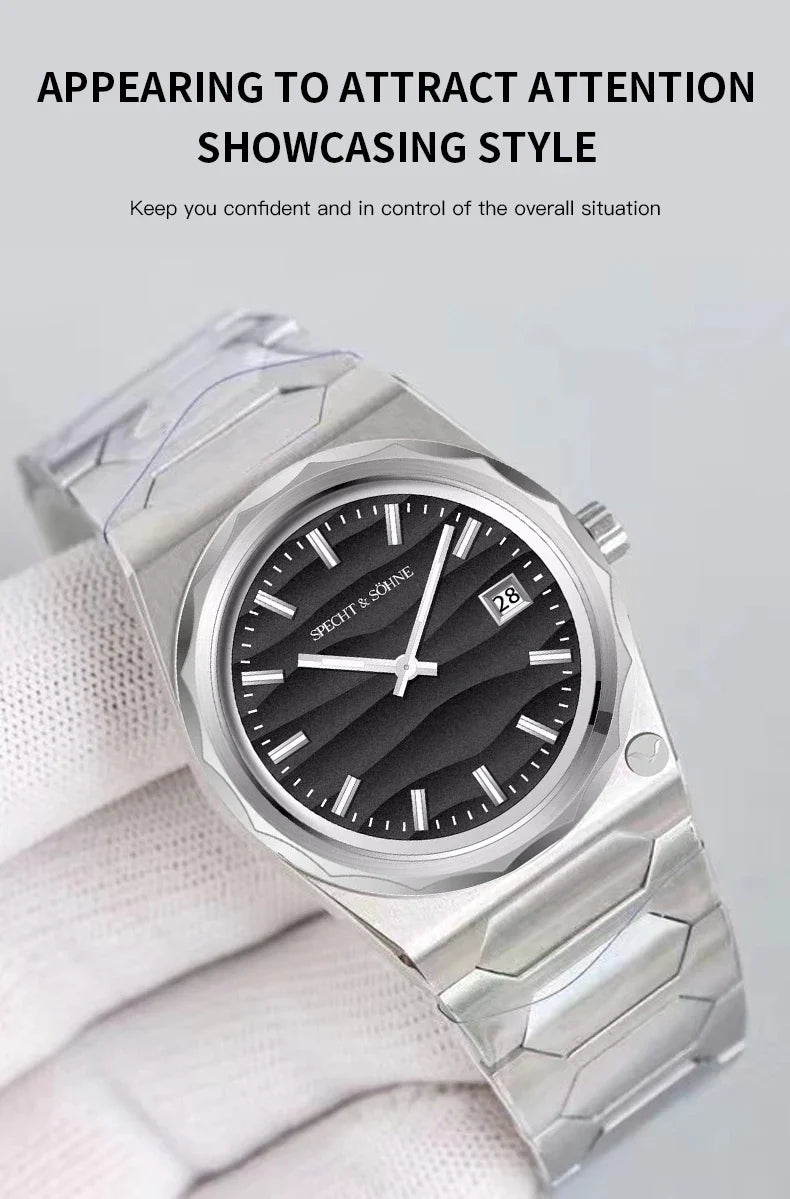 2025 Neuheiten Specht & Söhne 222 Gold Uhren Für Männer Super Slim Stahl Saphir Klassische Quarzuhr Relogio Masculino 37 MM