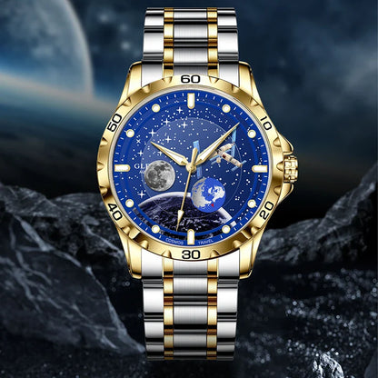 2025 NEUE GLENAW Männer Automatische Uhren Skeleton Starry Sky Mond Phase Leuchtende Wasserdichte Edelstahl Mechanische Uhr Männer