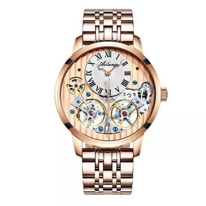 AILANG Top Marke Luxus Uhr Männer Automatische Leucht Schwarz Uhr Männer Doppel Tourbillon Wasserdichte Mechanische Uhr Relogio