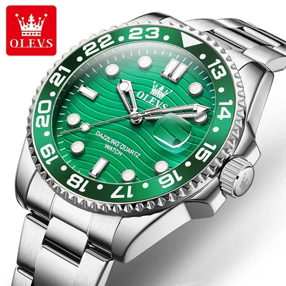 OLEVS 3610 Original Herrenuhren, luxuriös, wasserdicht, leuchtend, Herren-Armbanduhr, schlicht, Edelstahl, Business-Mode, klassische Uhr
