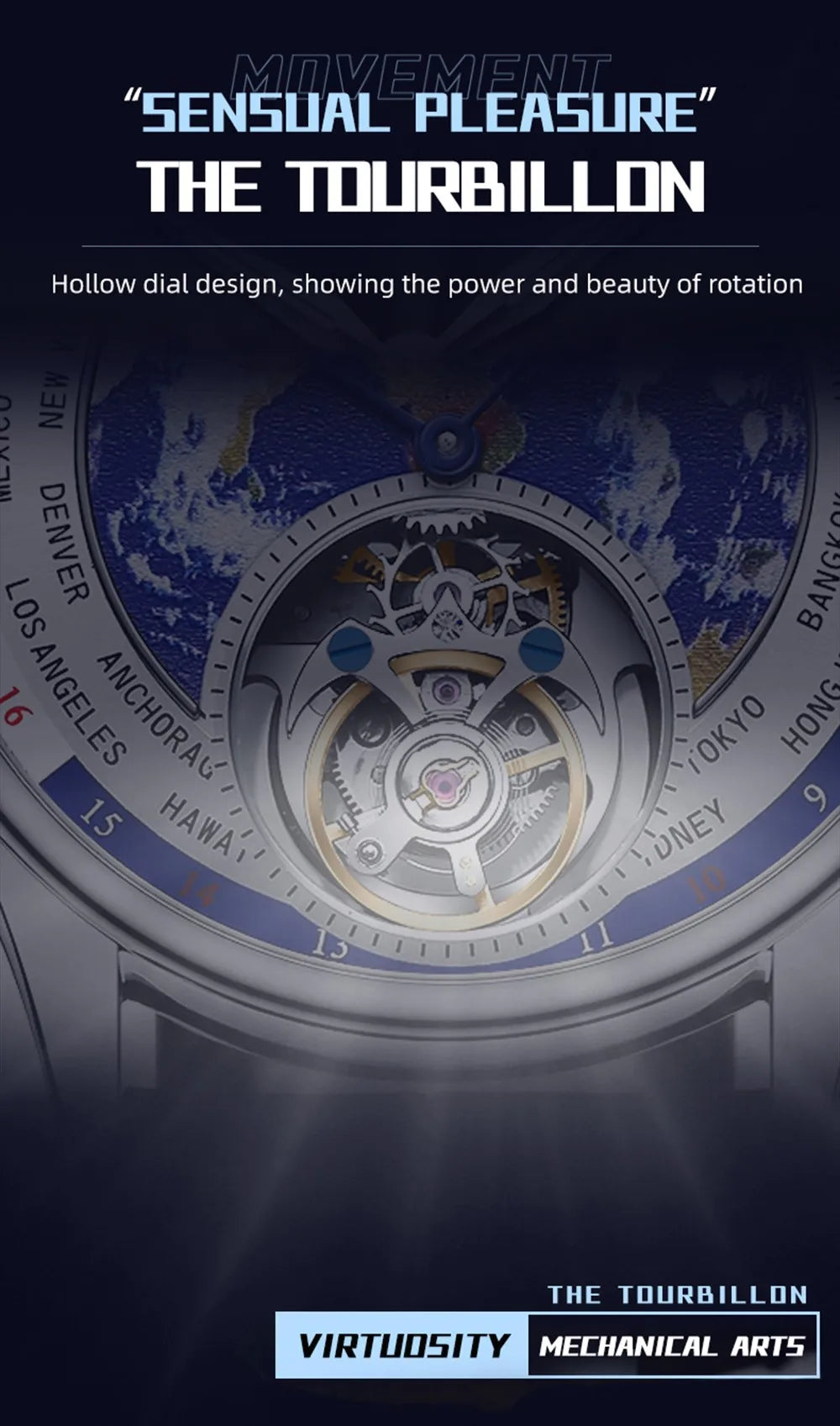 AESOP Diamond Luxury Flying Tourbillon Movement Watch For Men Earth Enamel Dial  Sapphire Skeleton Mechanical Watches Business A