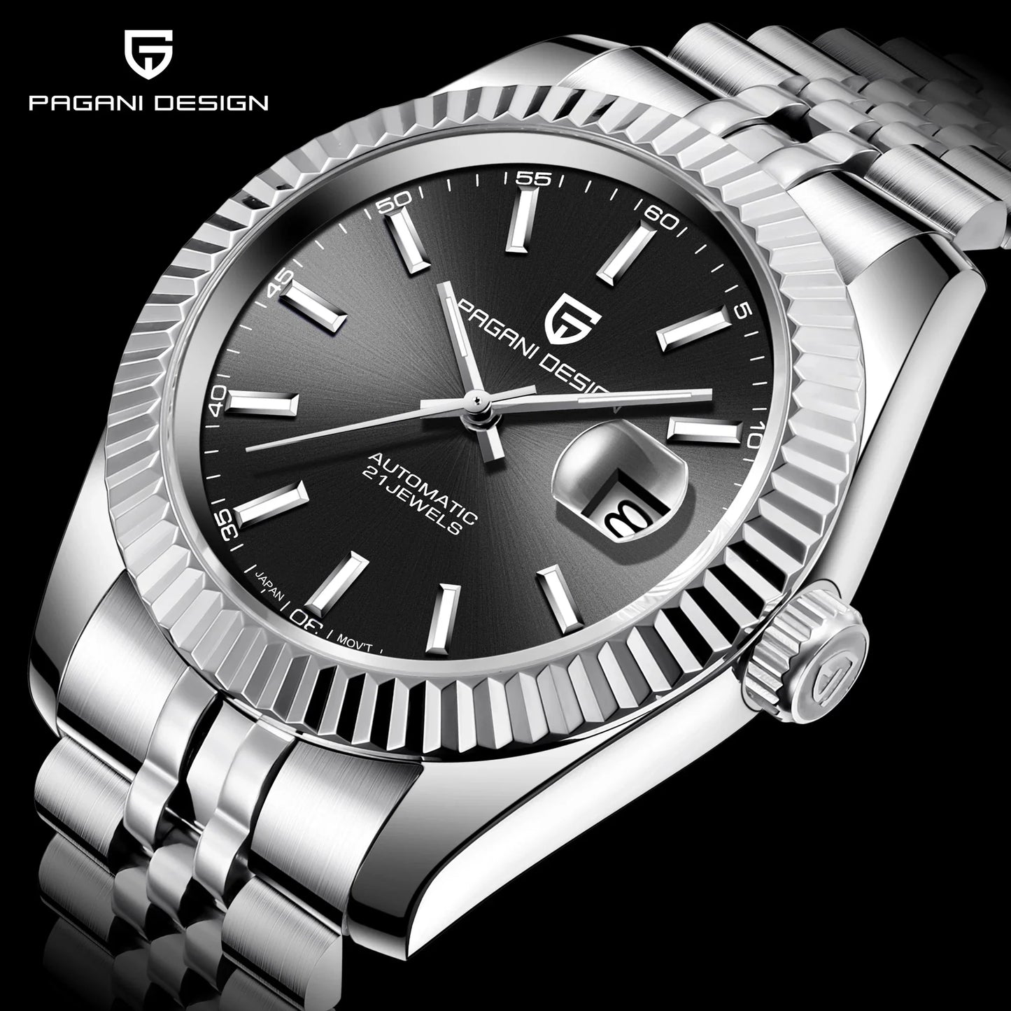 PAGANI DESIGN Men's Mechanical Wristwatch Top Luxury Automatic Watch Stainless Steel 100m Waterproof Clock Reloj Hombre PD1654
