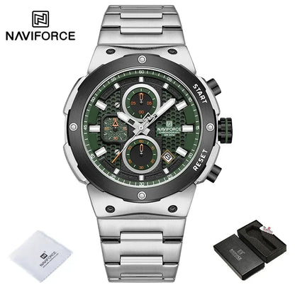 NAVIFORCE 2025, Herren-Quarzuhr, Sport-Militäruhr für Herren, wasserdicht, leuchtendes Datum, Chronograph, Edelstahl, Herrenuhren