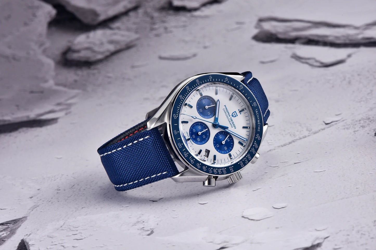 PAGANI DESIGN 2025, Silber, Gold, Mond, Luxus-Quarzuhren, Herren-Sport-Chronograph, Saphirglas, Edelstahluhr für Herren