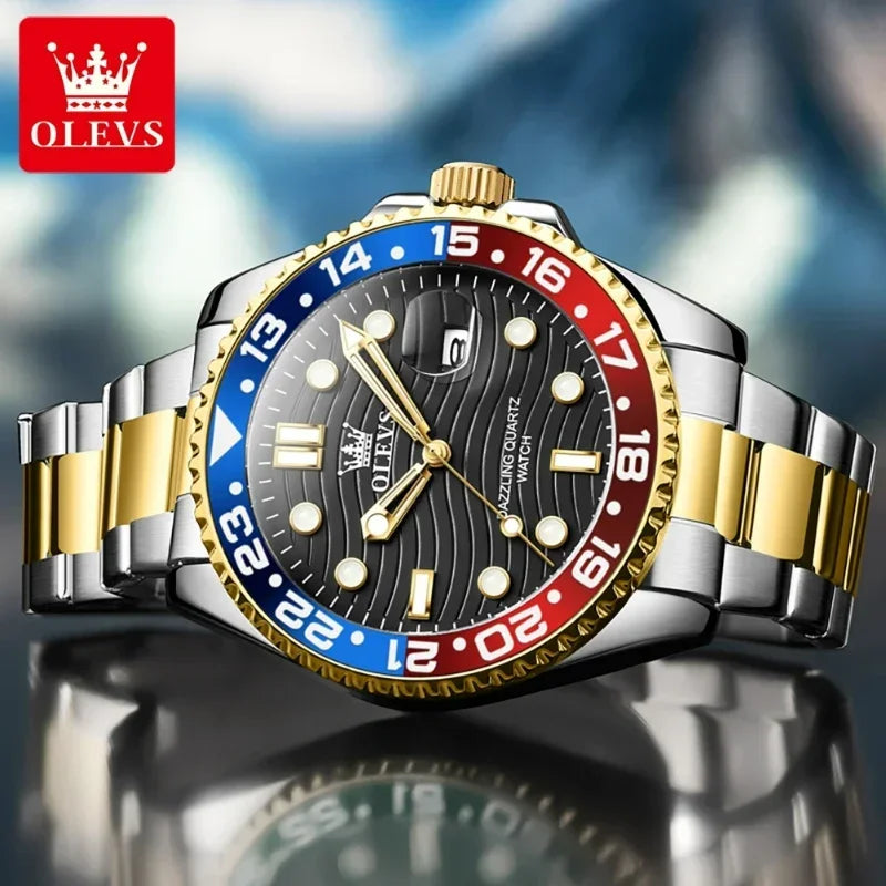 OLEVS 3610 Original Herrenuhren, luxuriös, wasserdicht, leuchtend, Herren-Armbanduhr, schlicht, Edelstahl, Business-Mode, klassische Uhr
