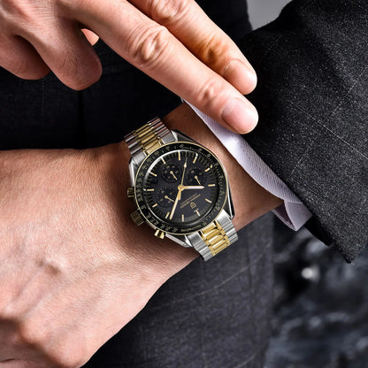 PAGANI DESIGN 2025, Silber, Gold, Mond, Luxus-Quarzuhren, Herren-Sport-Chronograph, Saphirglas, Edelstahluhr für Herren