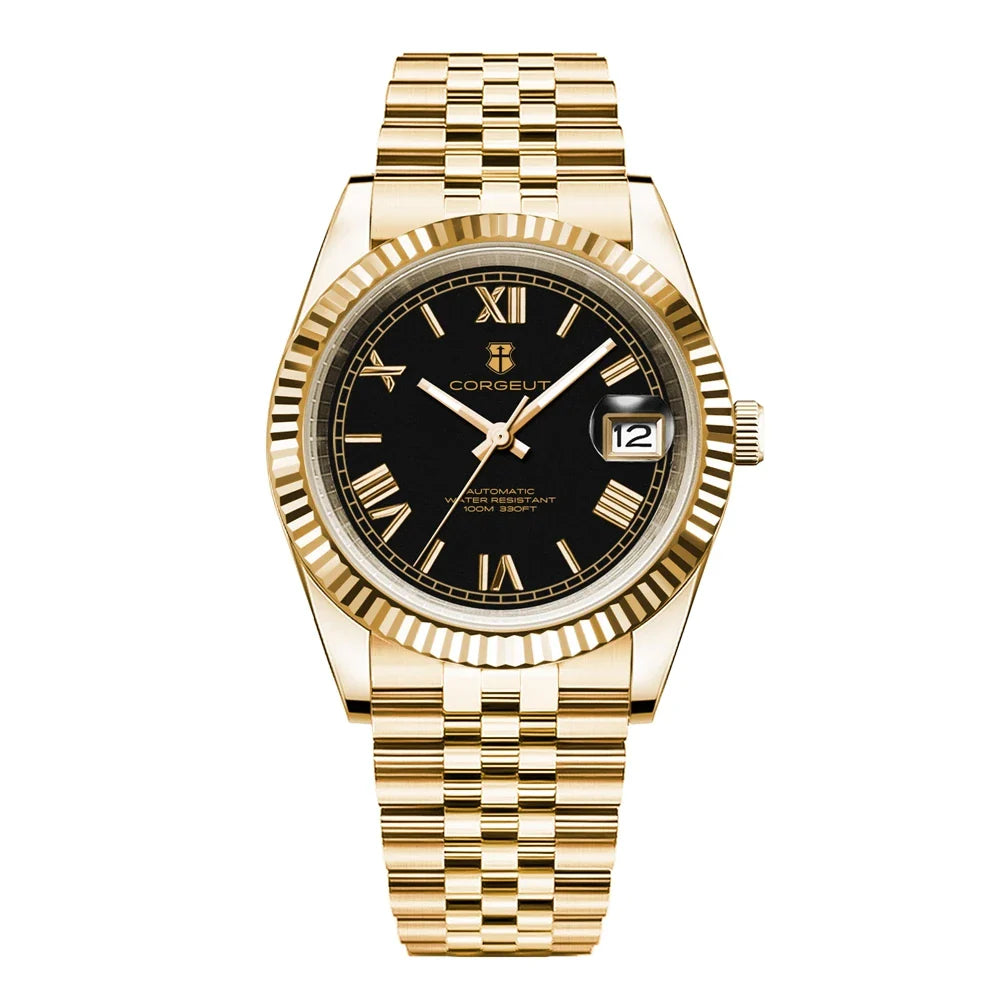 36mm/39mm Luxus NH35 Automatische Mechanische Armbanduhren Römische Zahlen Corget Männer Uhr Sapphire Kristall 10bars gold reloj Hombre