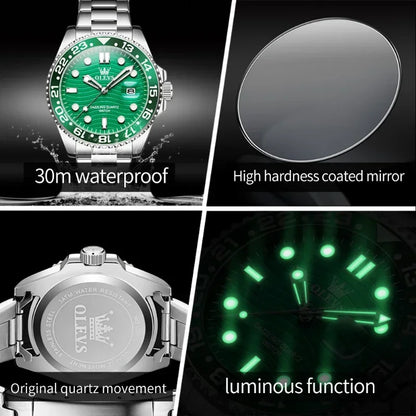 OLEVS 3610 Original Herrenuhren, luxuriös, wasserdicht, leuchtend, Herren-Armbanduhr, schlicht, Edelstahl, Business-Mode, klassische Uhr
