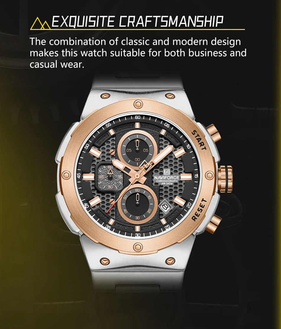 NAVIFORCE 2025, Herren-Quarzuhr, Sport-Militäruhr für Herren, wasserdicht, leuchtendes Datum, Chronograph, Edelstahl, Herrenuhren