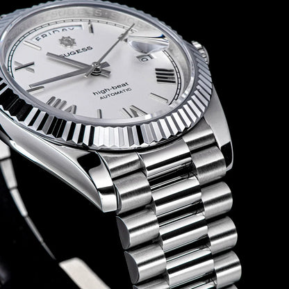 2023 neue Sugess Uhr von Männern 40mm Tag Datum automatische Dandong Sl3034 Uhrwerk Retro mechanische Armbanduhr Saphirglas golden